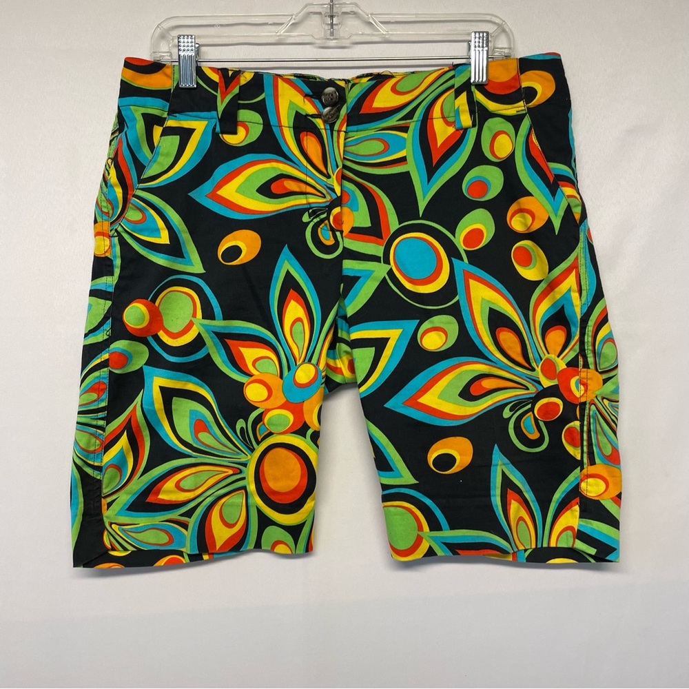 Loudmouth Ladies Golf Shorts Size 8 Bright Colors Comfort Pockets Boho 70’s 80’s